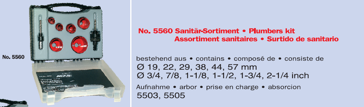 Lochsägensatz - Sanitär im Koffer, 8-teilig, Art.-Nr. 5560